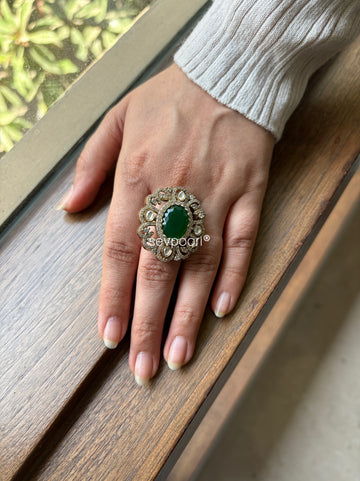Emerald Moissanite Statement Ring