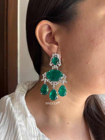 Emerald stone statement earrings