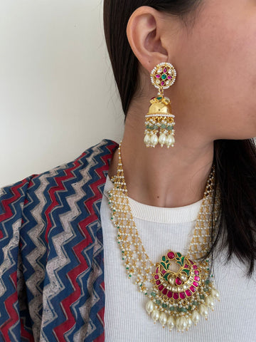 Pearls Jaali and Jadau Long Set