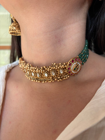 Rajwadi Green Choker Set