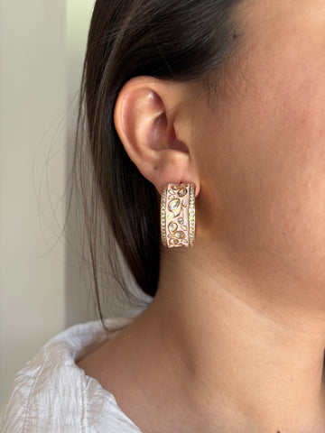 Pastel Pink Meenakari Hoops
