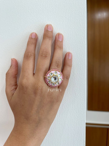 Pink meenakari ring