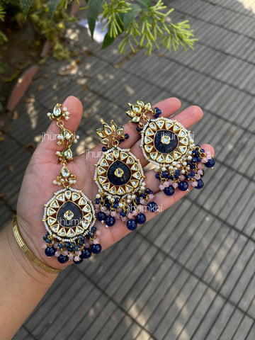 Carved stone kundan combo set