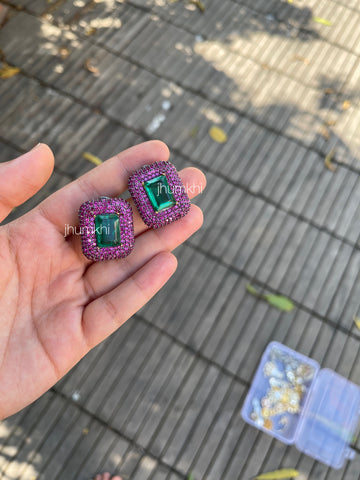 AD purple stud earrings
