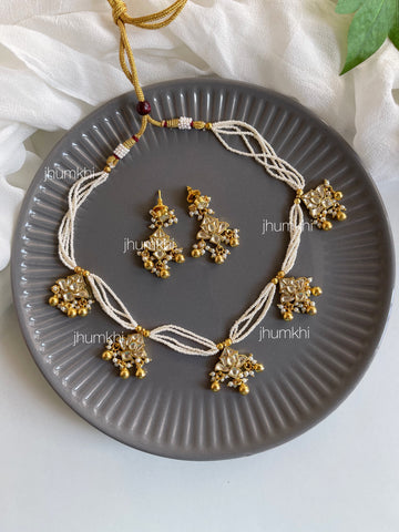 White kamal drops jewellery set