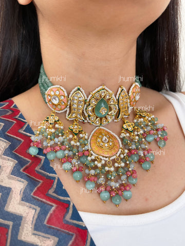 Mint statement kundan and meenakari choker set