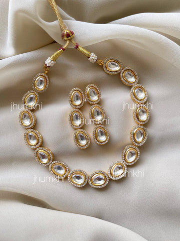 Oval kundan necklace set