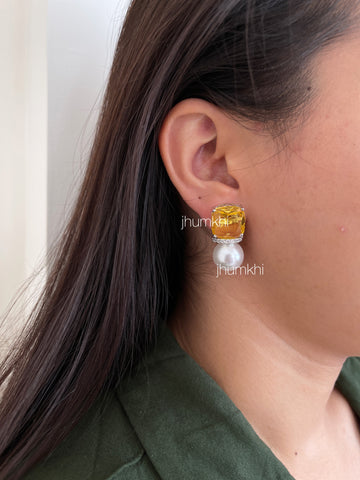 CZ studs with pearl drop