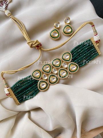 Double line meenakari choker set