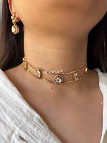 Moissanite Leaf Minimal Choker Set