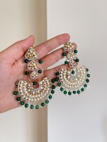 Statement green pankha earrings