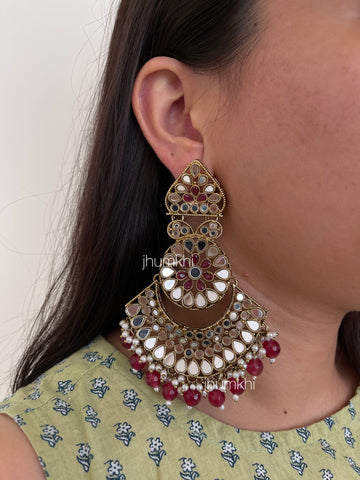 Mirror fan statement earrings