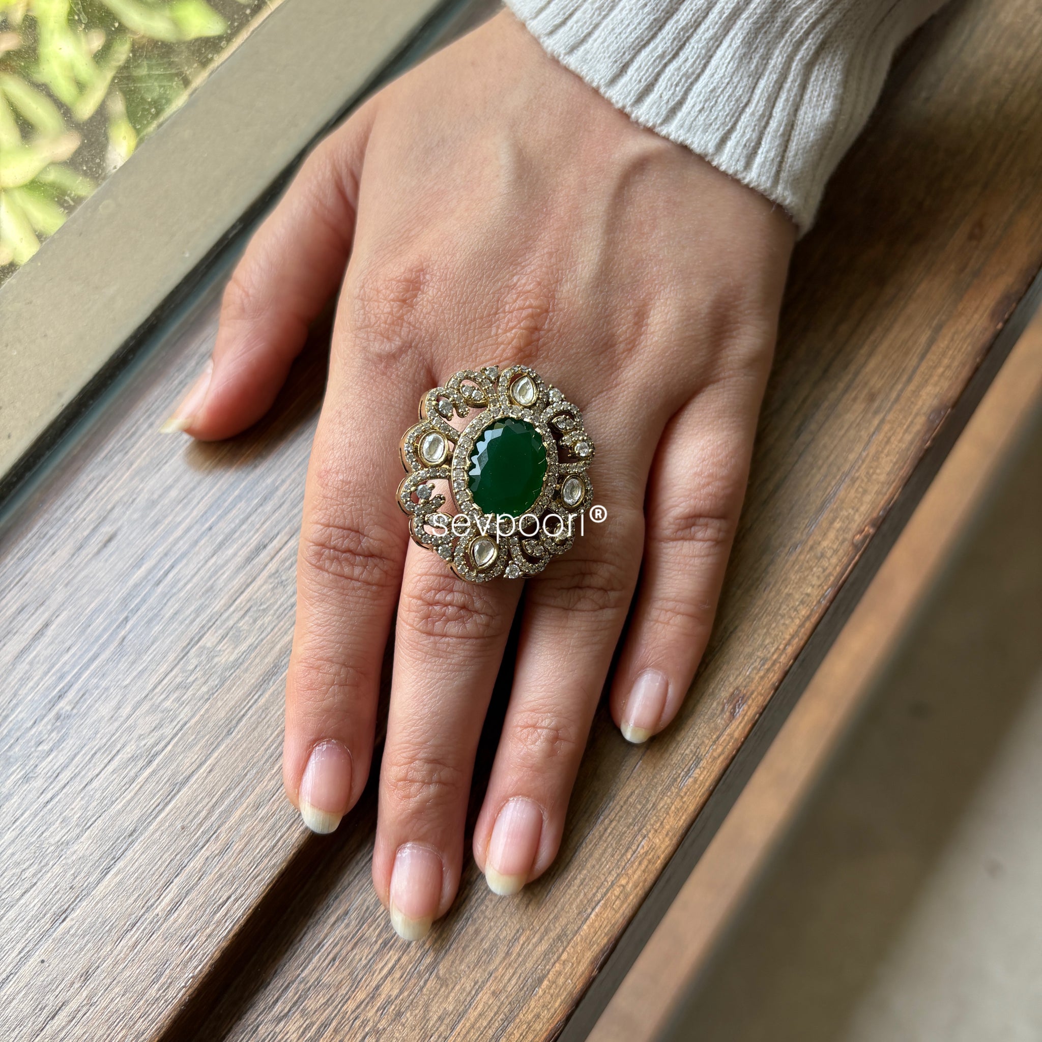 Emerald Moissanite Statement Ring