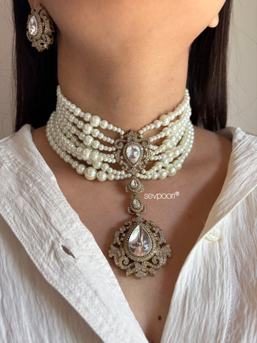 Victorian polki pearls choker set