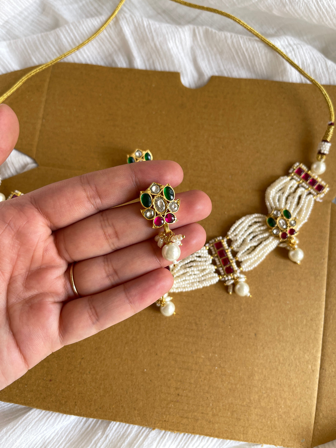 Pearls guchha jadau choker set