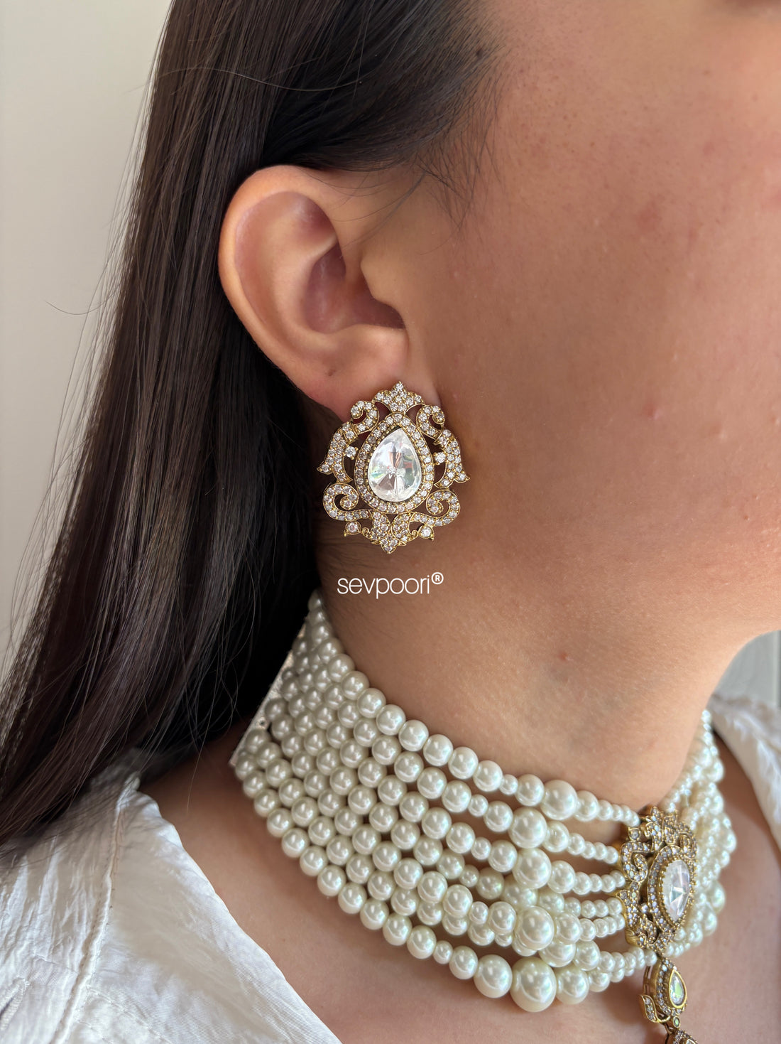 Victorian polki pearls choker set