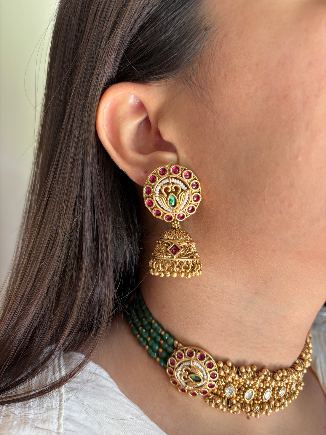 Rajwadi Green Choker Set