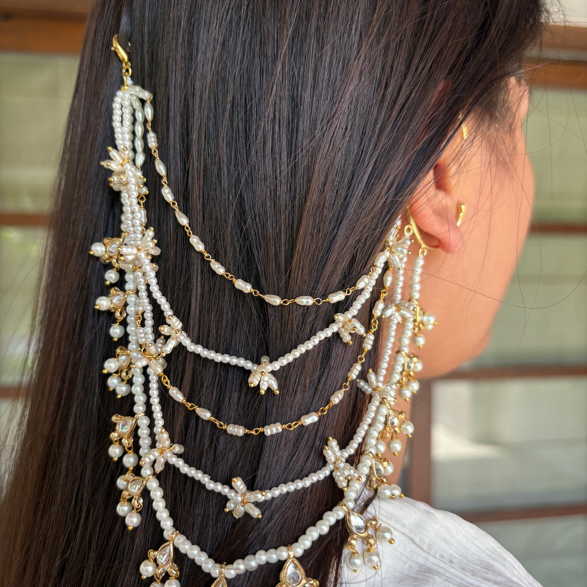 Minimal Kundan Earchains (Pair)