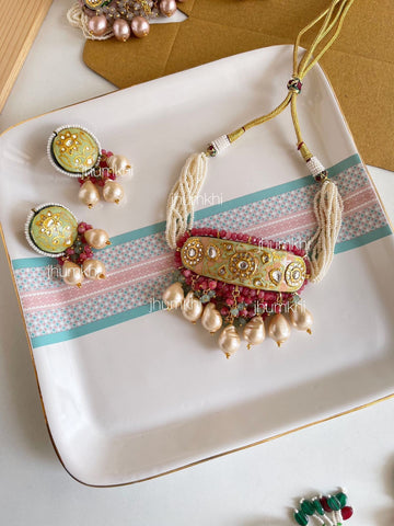 Meenakari statement choker set