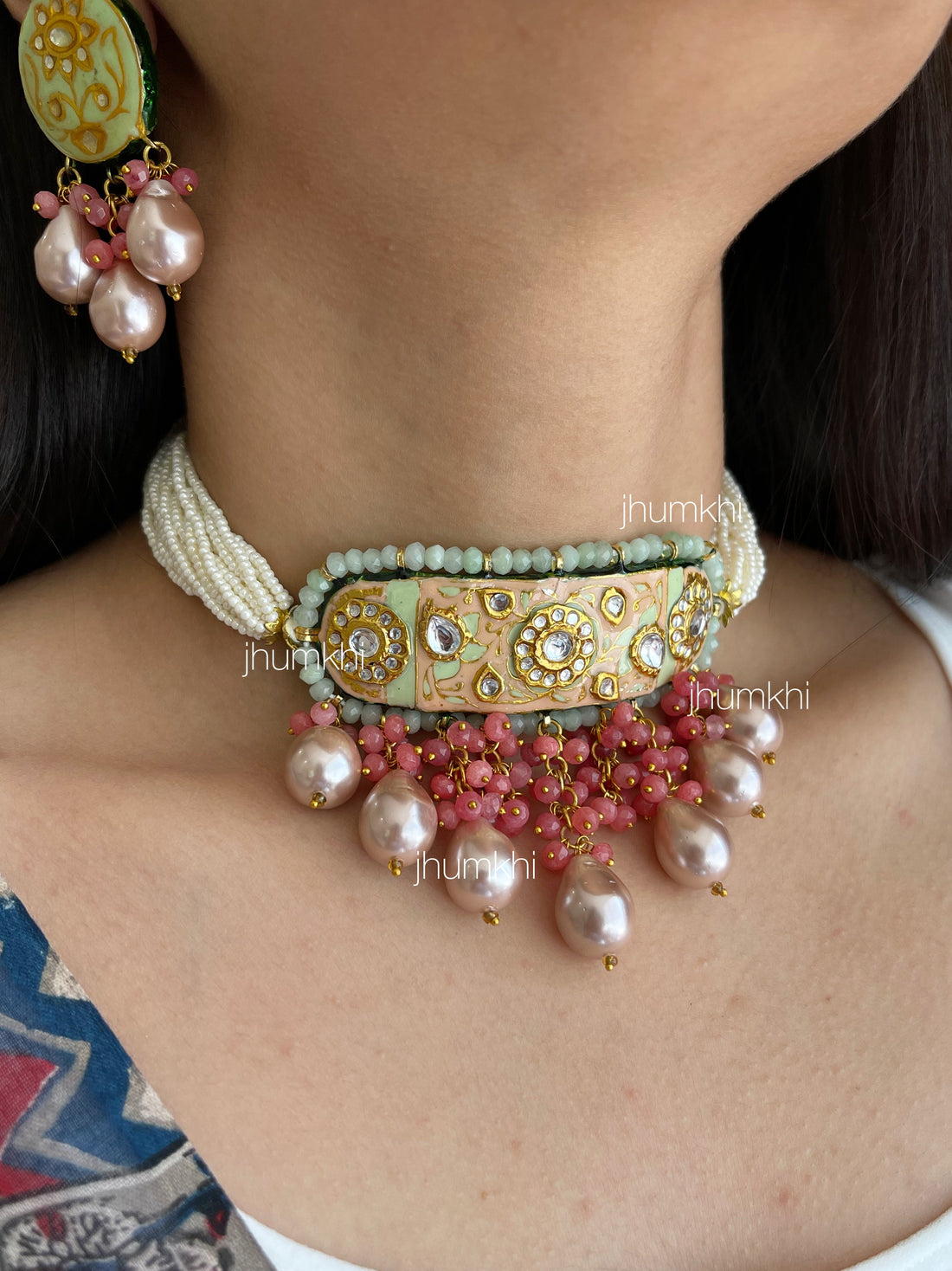 Meenakari statement choker set