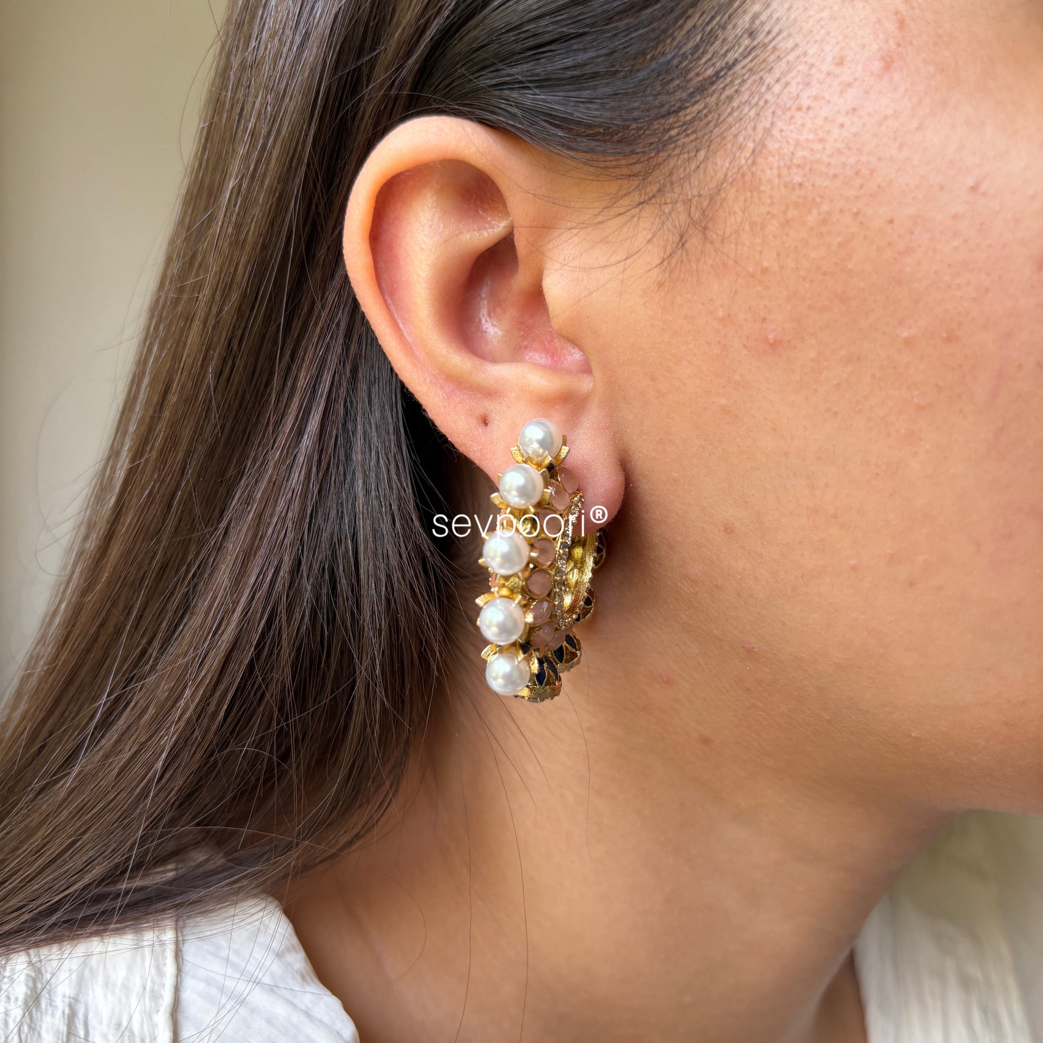 Dual Side Stone Hoops