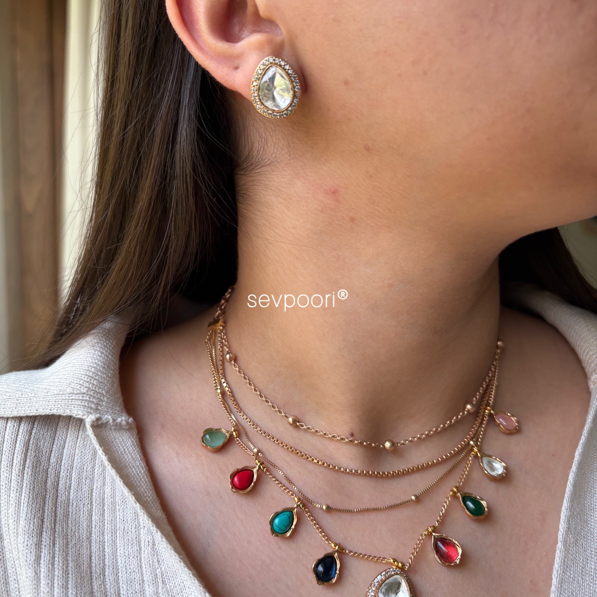 Moissanite Multicolor Layered Set