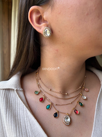 Moissanite Multicolor Layered Set