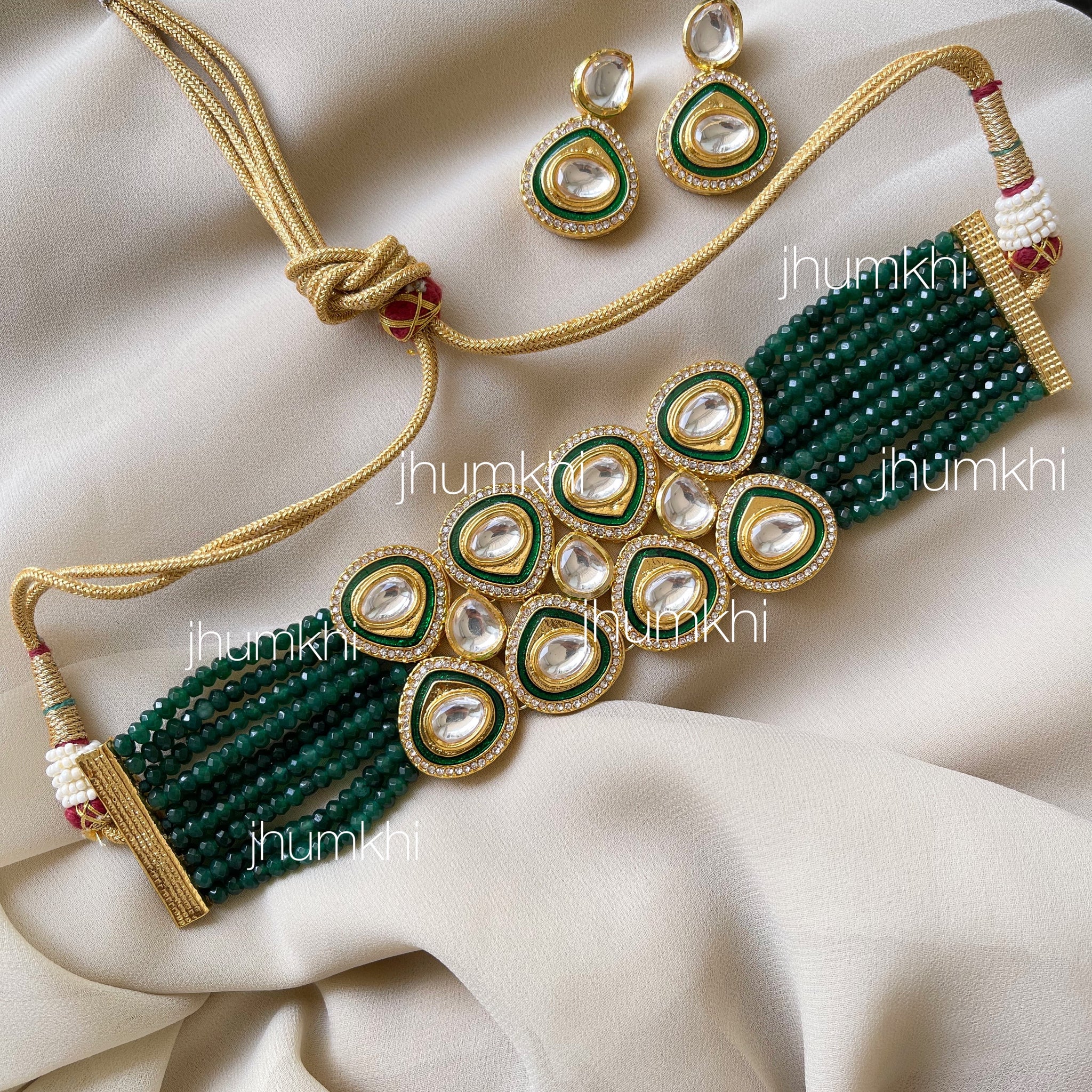 Double line meenakari choker set