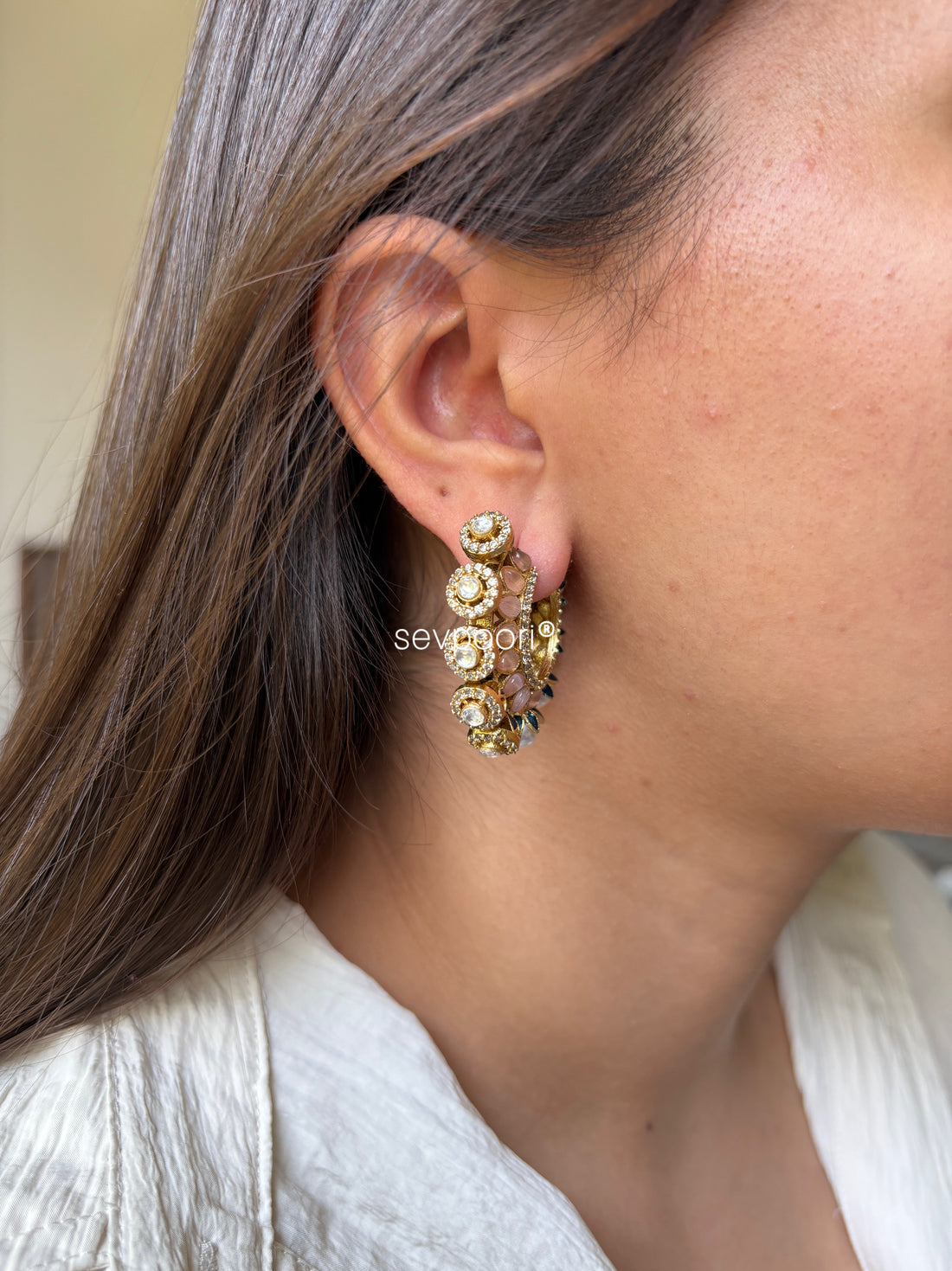 Dual Side Stone Hoops