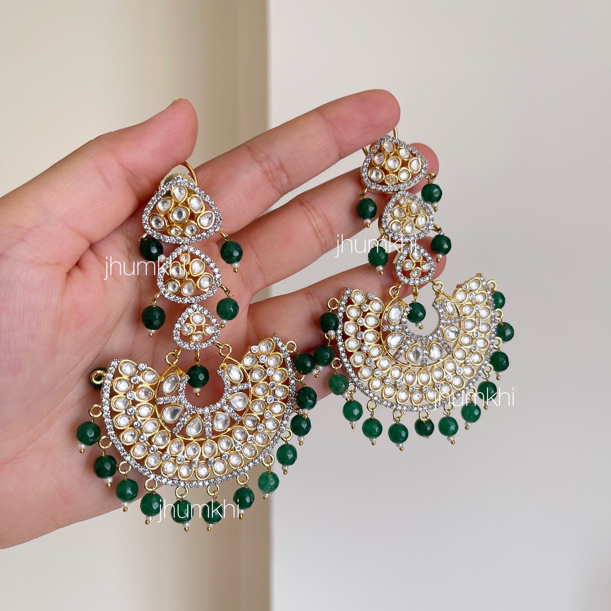 Statement green pankha earrings