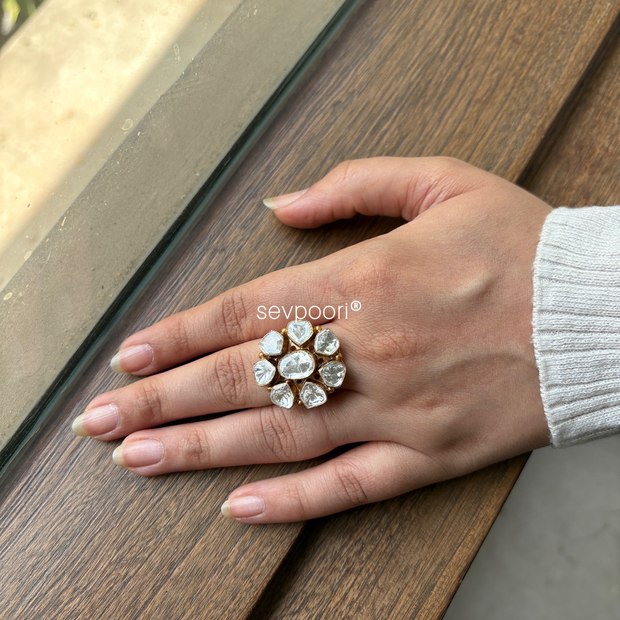 Moissanite Studs Statement Ring