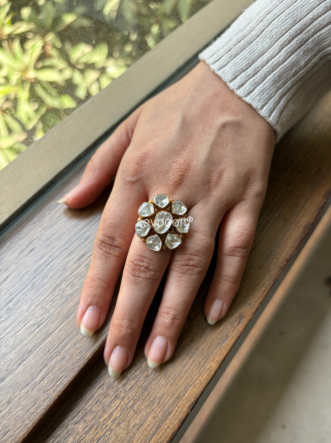 Moissanite Studs Statement Ring